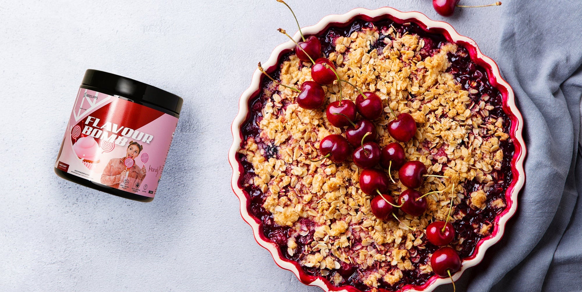 Kalorienarmer Cherry Crumble