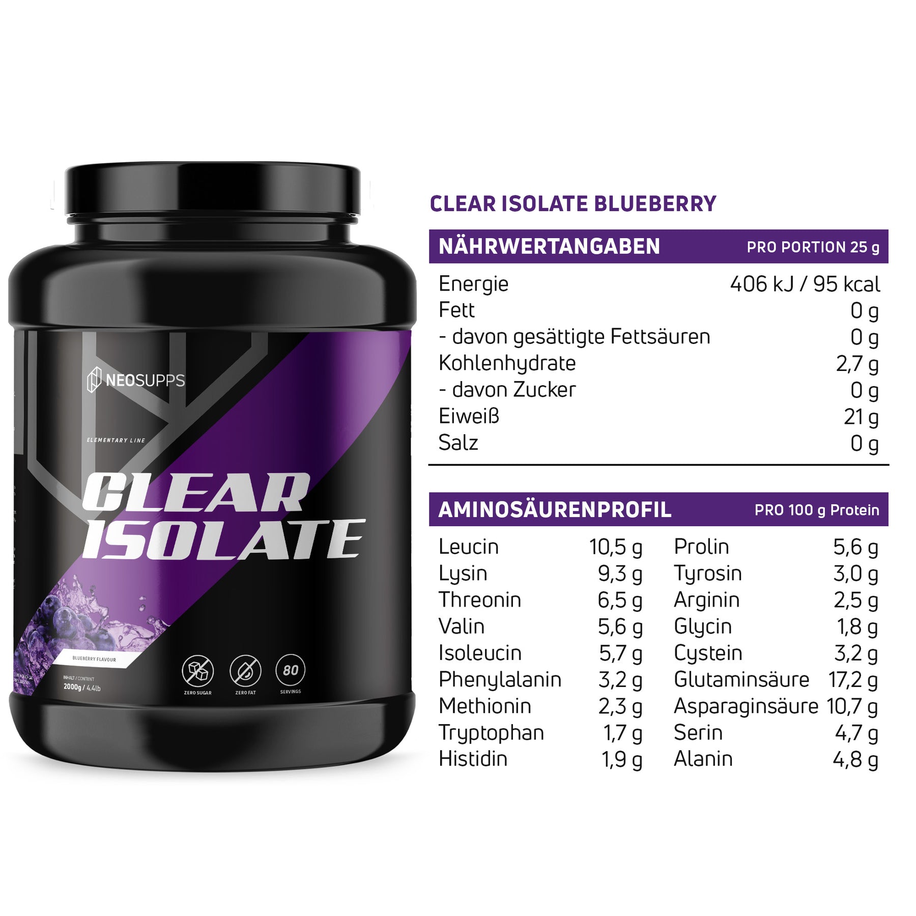Clear Isolate - Blueberry 2000g
