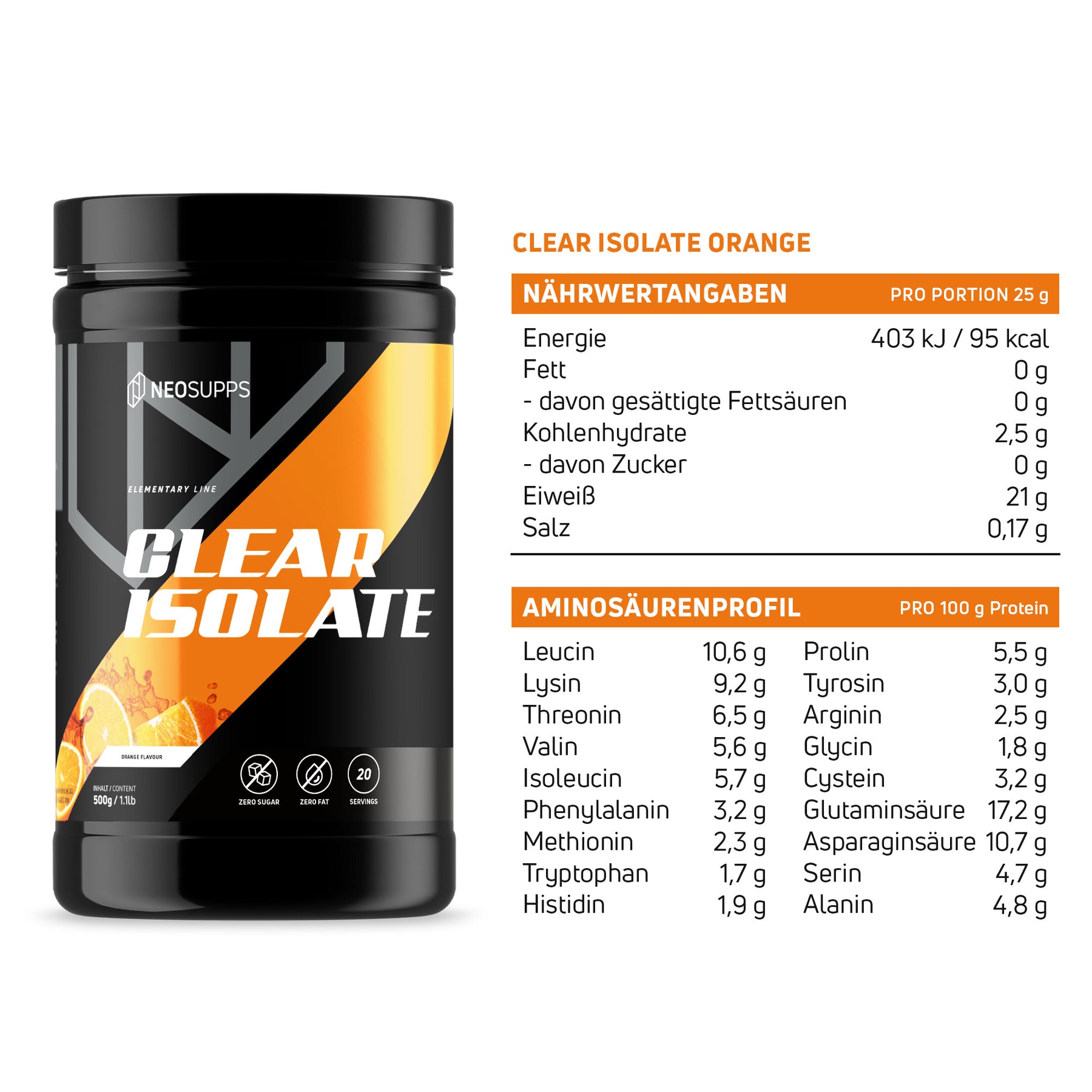 Clear Isolate - Orange 500g (MHD: 30.11.25)