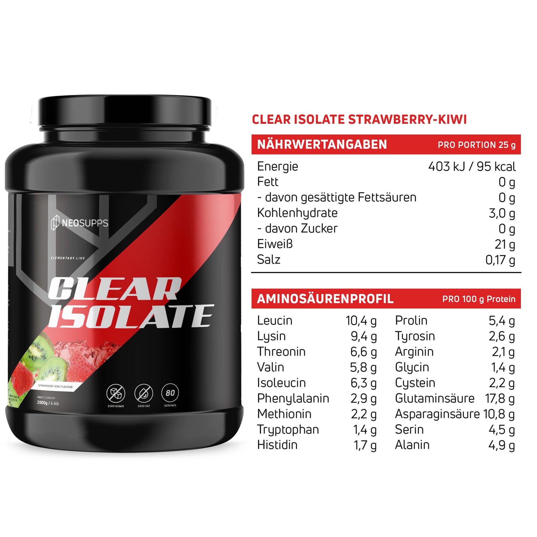 Clear Isolate - Strawberry-Kiwi 2000g