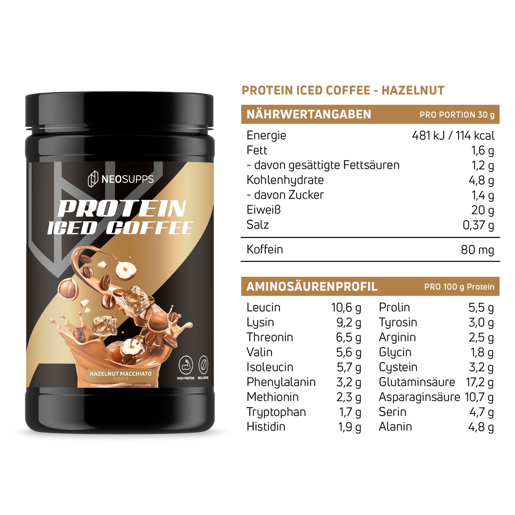 Protein Iced Coffee - Hazelnut Macchiato, 500g