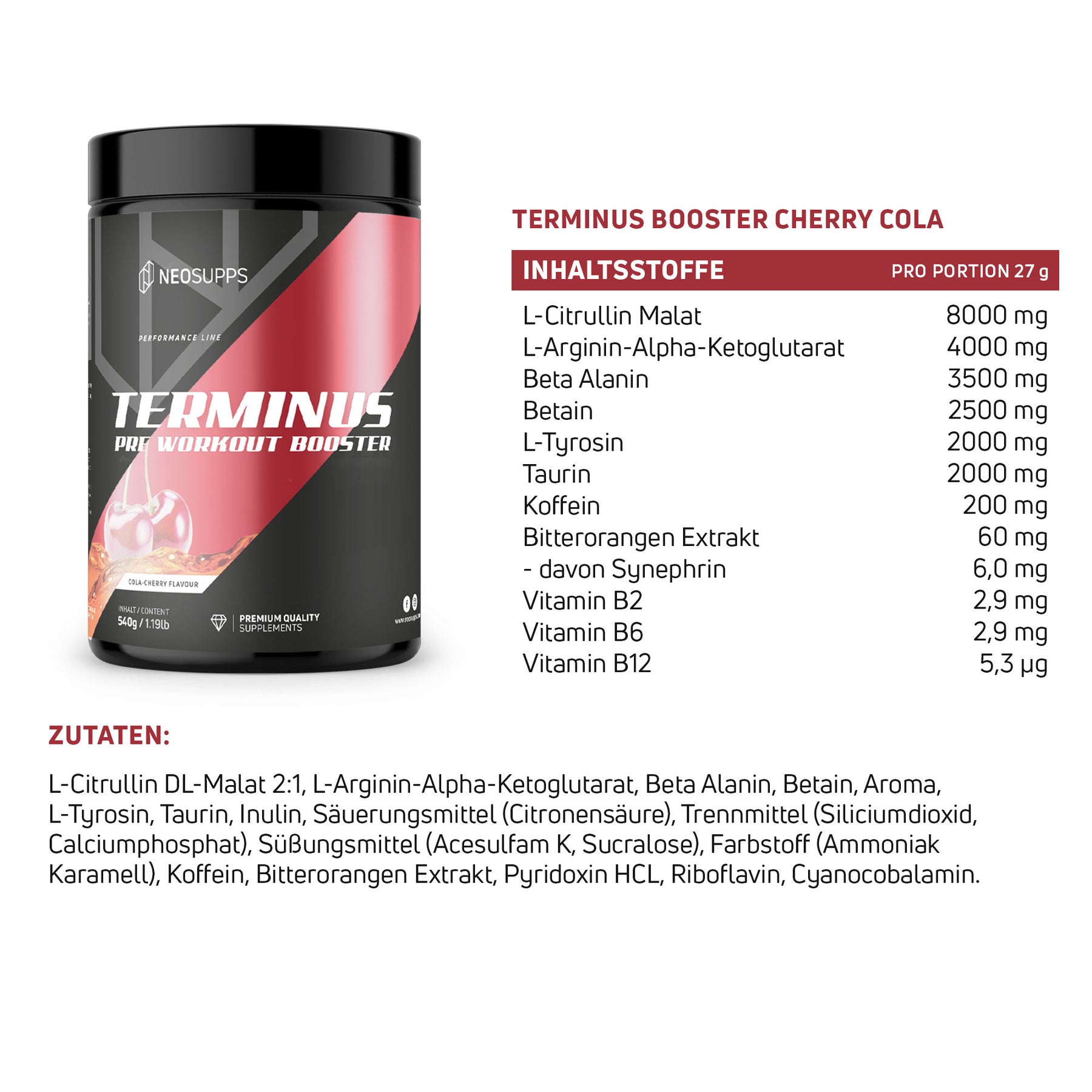 Terminus Booster - Cola-Cherry, 540g
