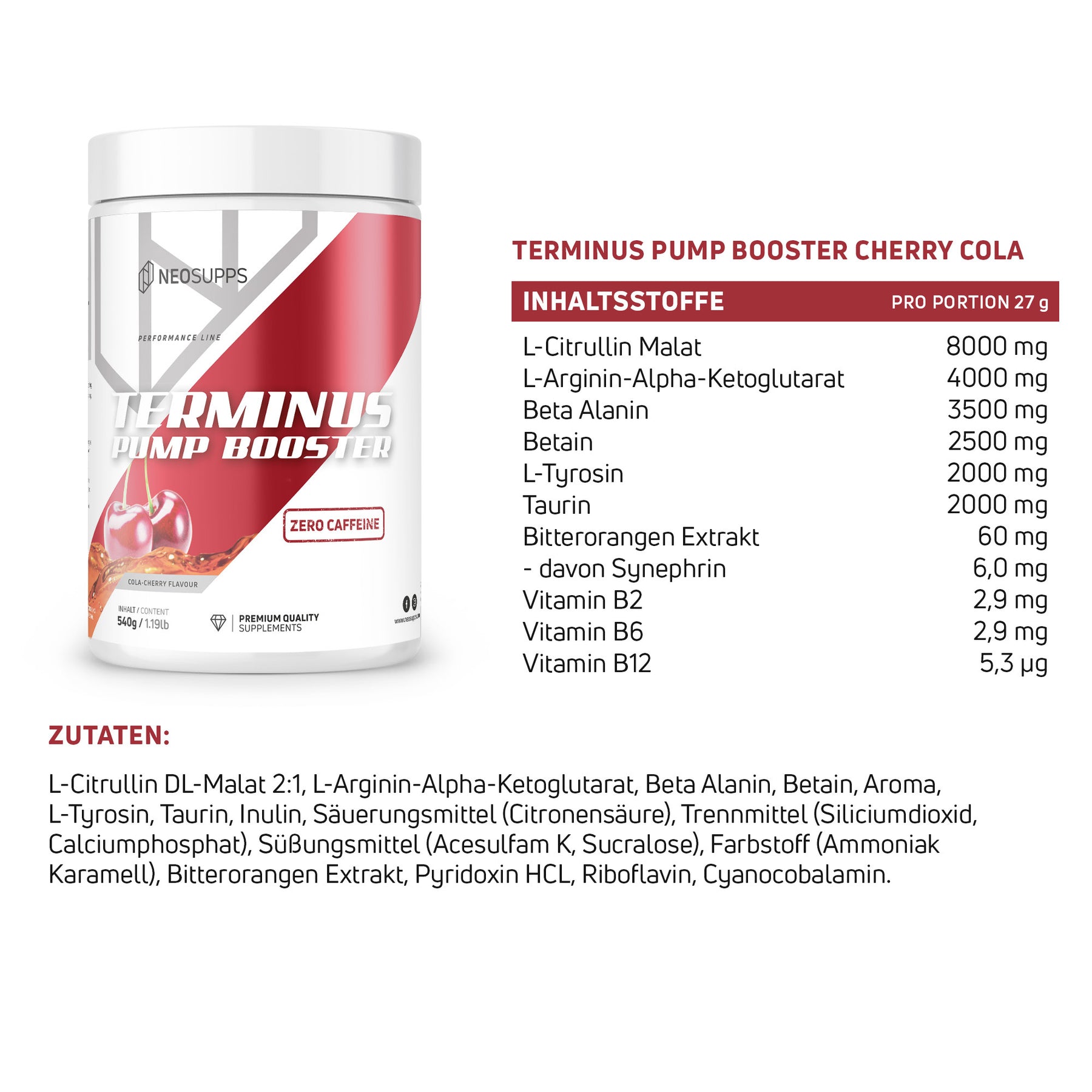 Terminus PUMP - Cola-Cherry, 540g