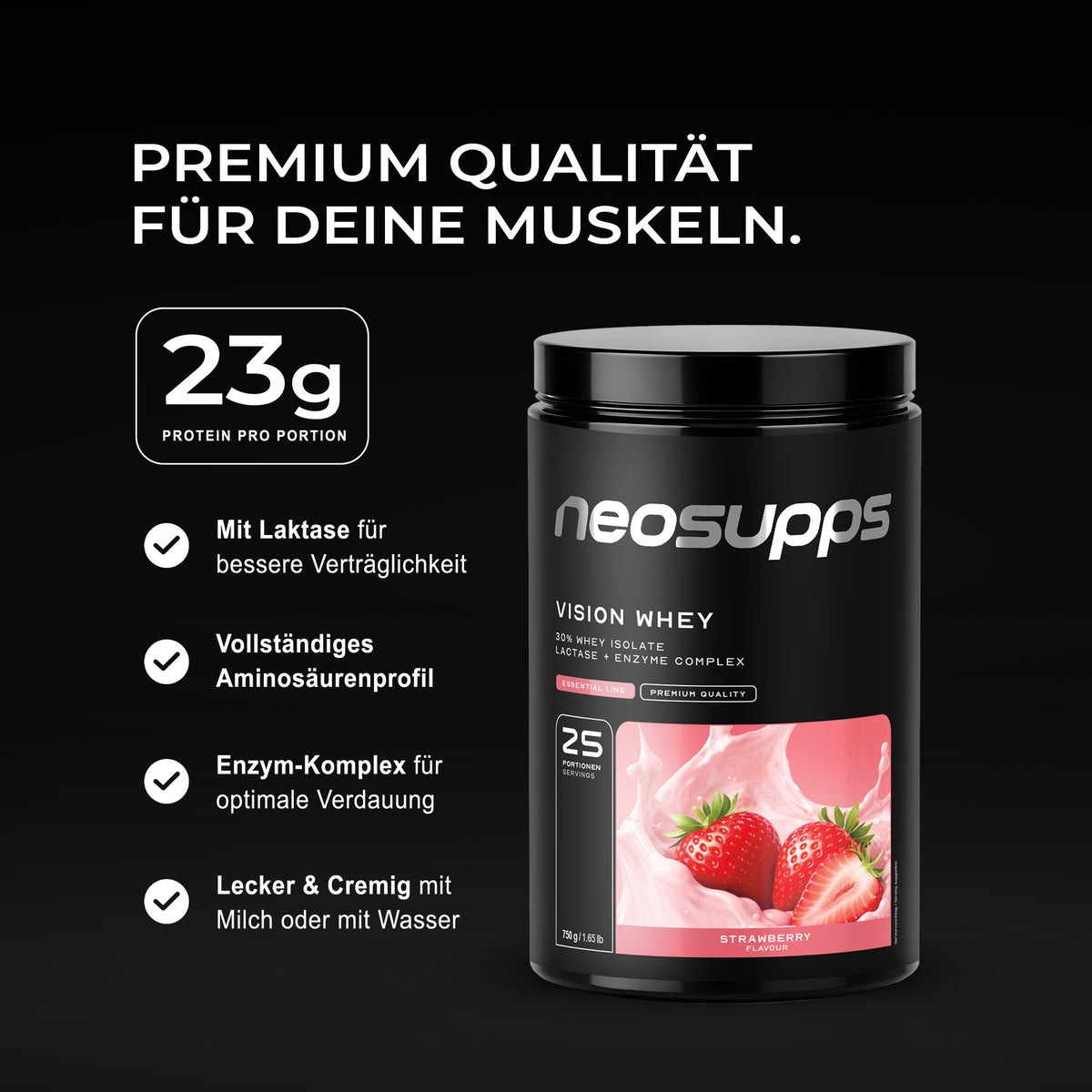 Vision Whey - Strawberry, 750g
