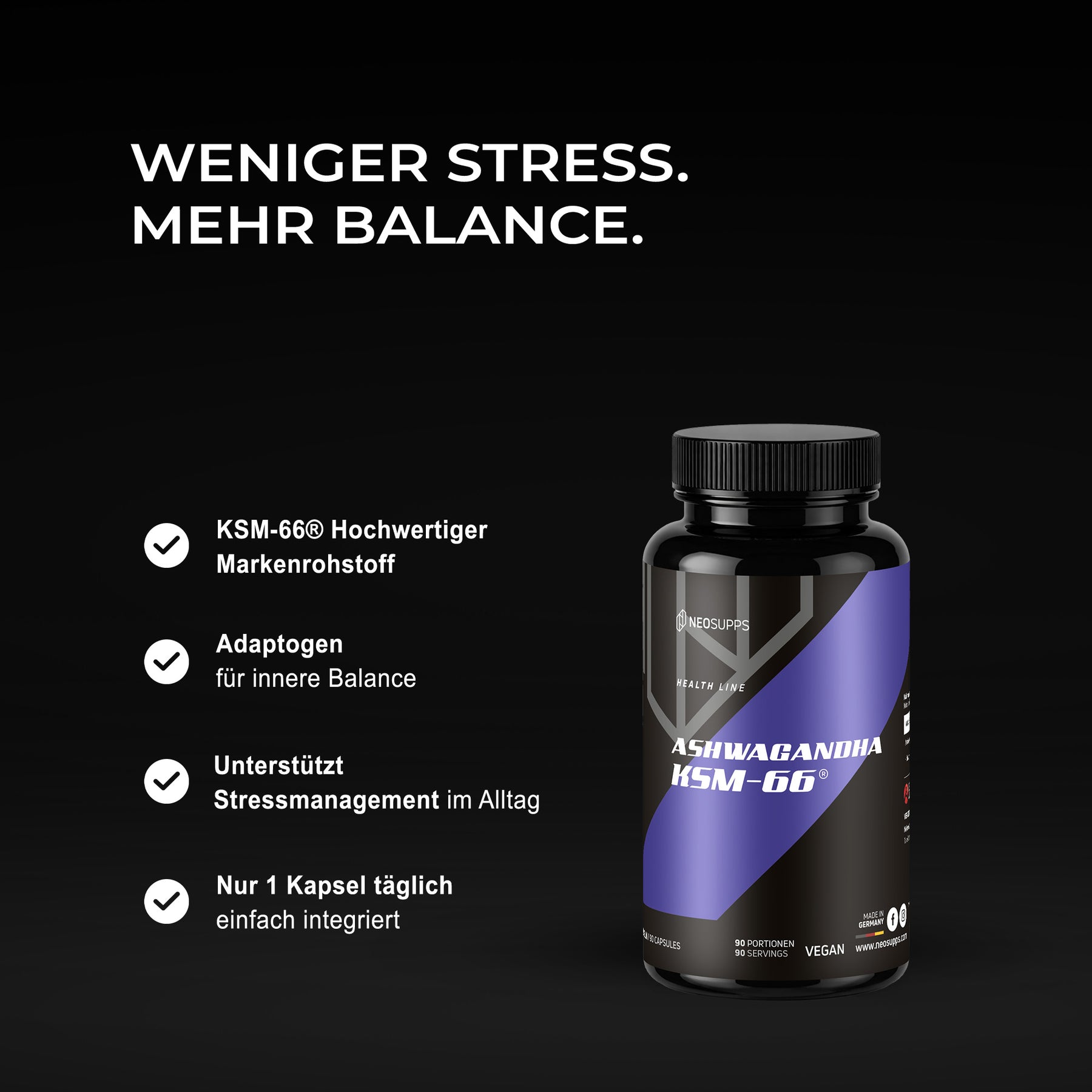 Ashwagandha KSM-66 - 90 Kapseln