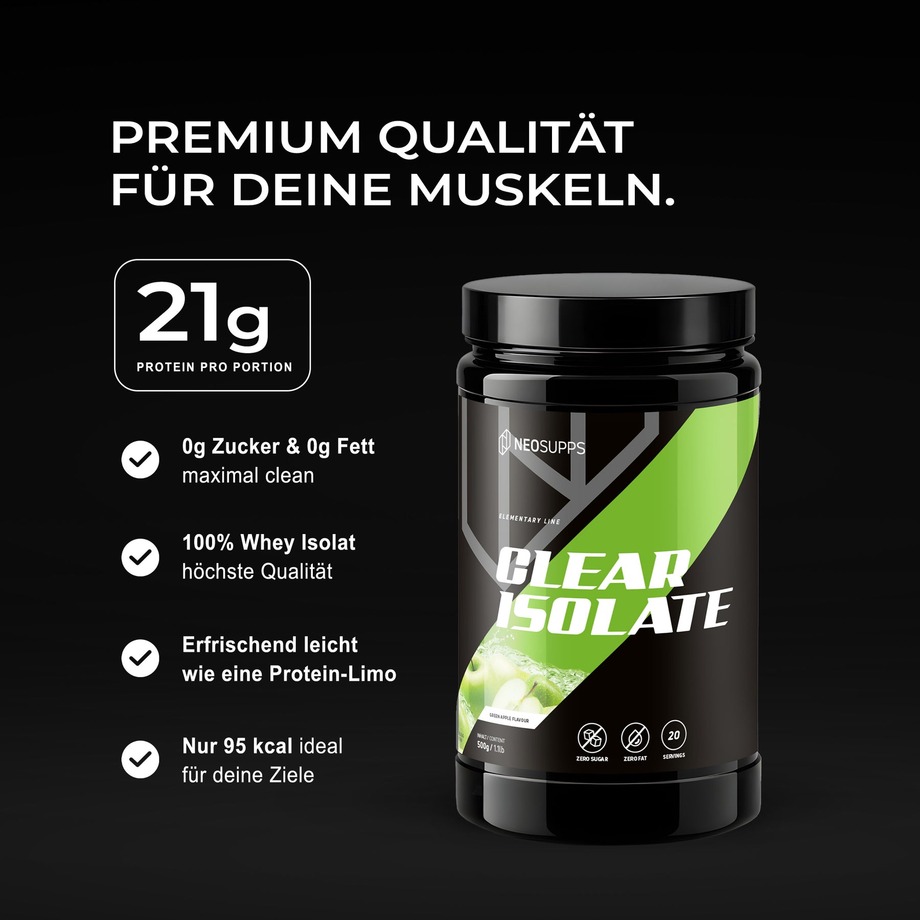 Clear Isolate - Green Apple 500g