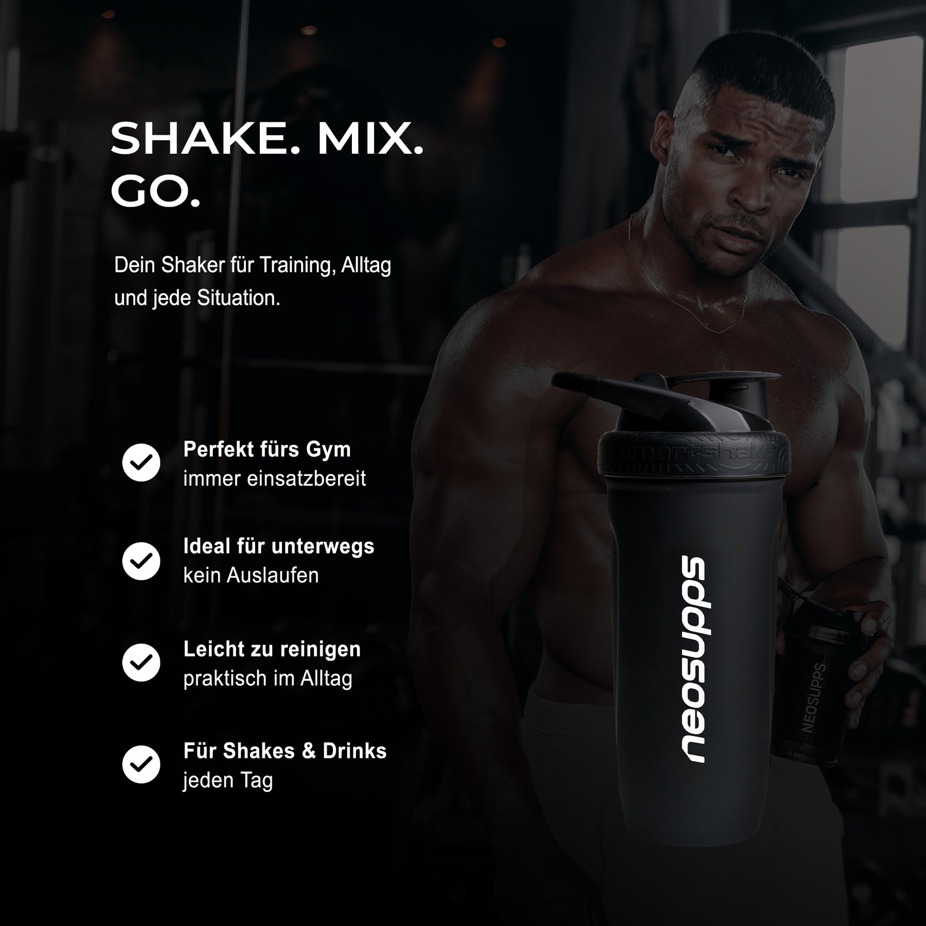 Neosupps Steel Shaker 700ml - Schwarz