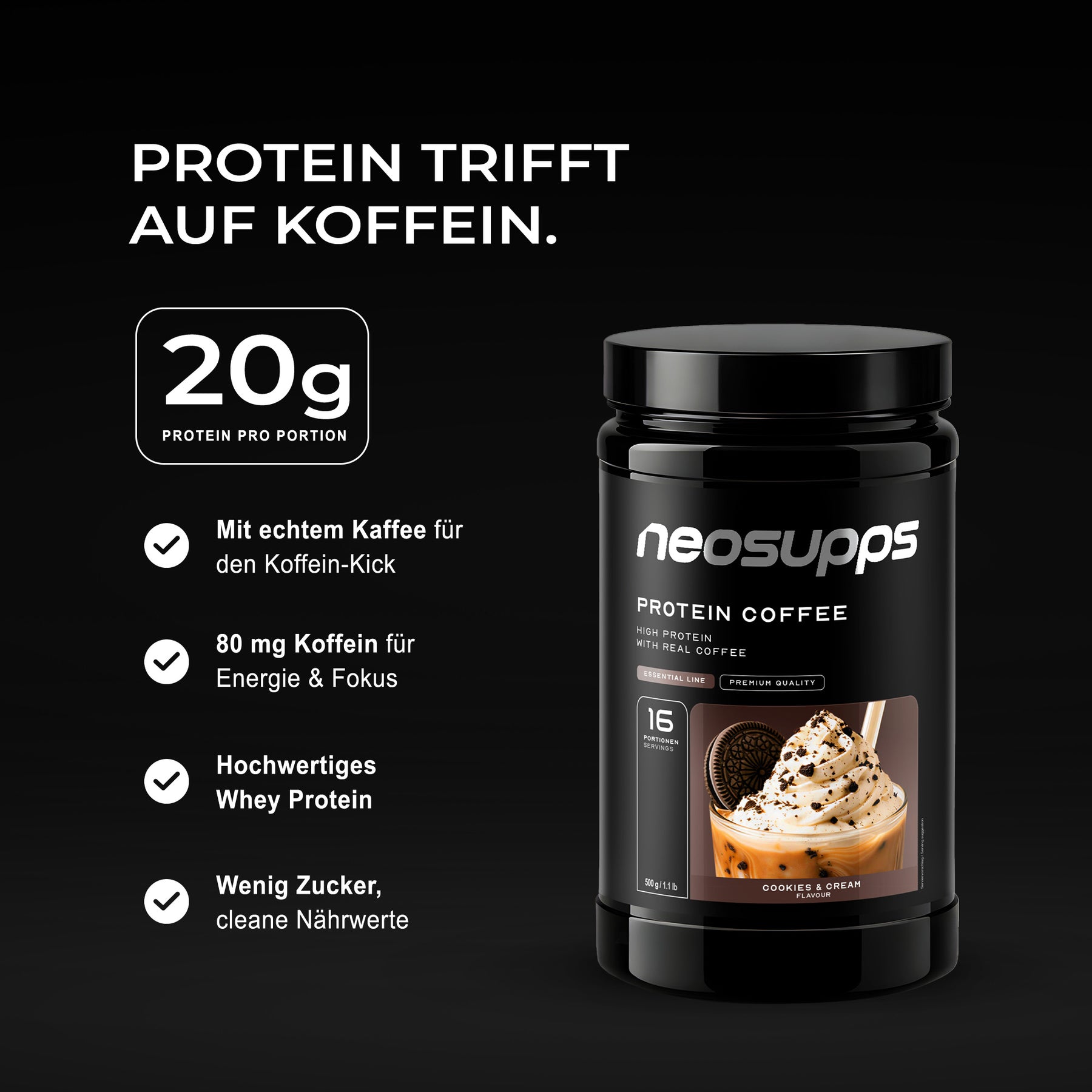 Protein Coffee - Cookies & Cream, 500g