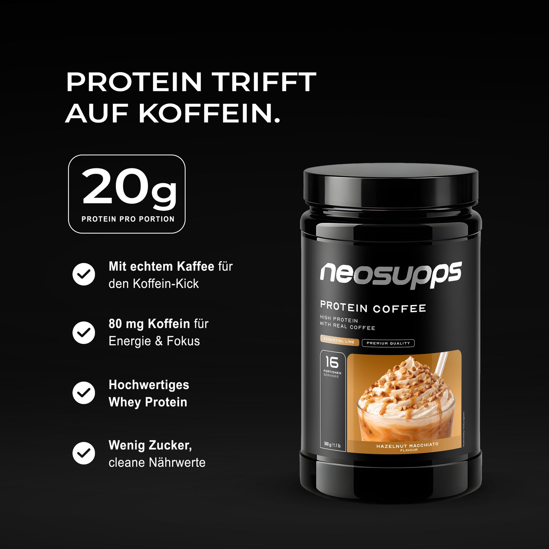 Protein Coffee - Hazelnut Macchiato, 500g
