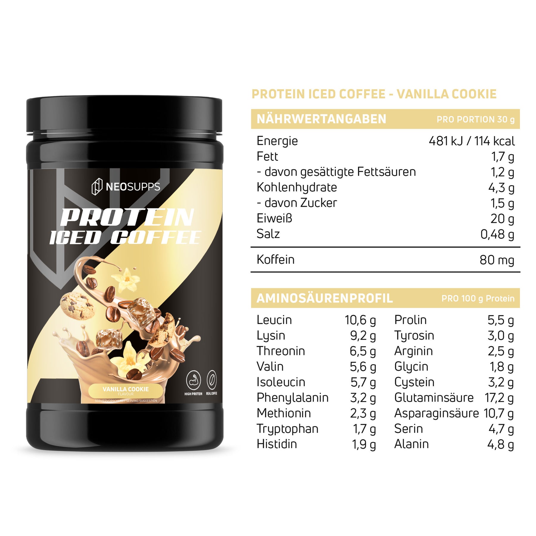 Protein Iced Coffee - Vanilla Cookie, 500g