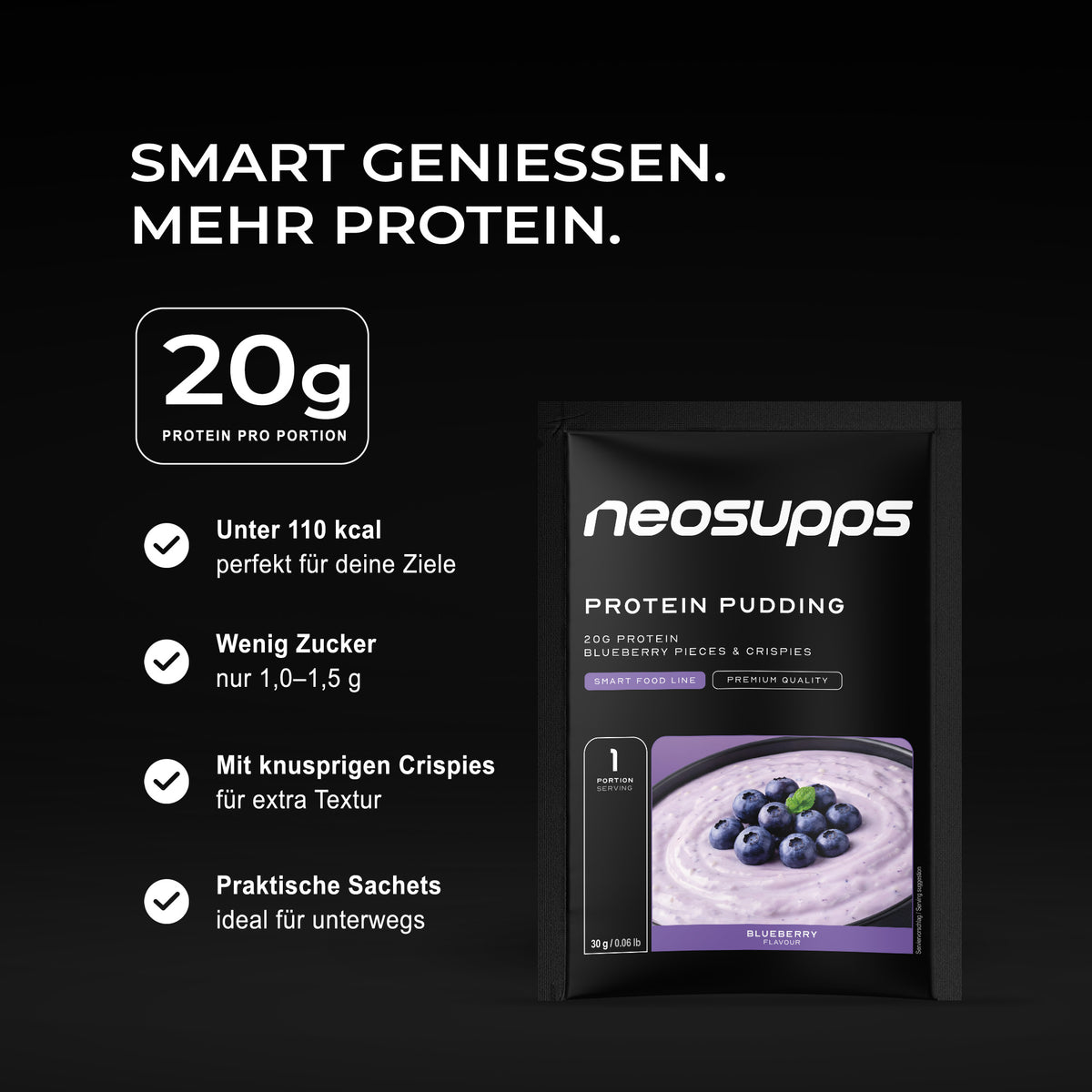 Protein Pudding - Blueberry, 15x30g