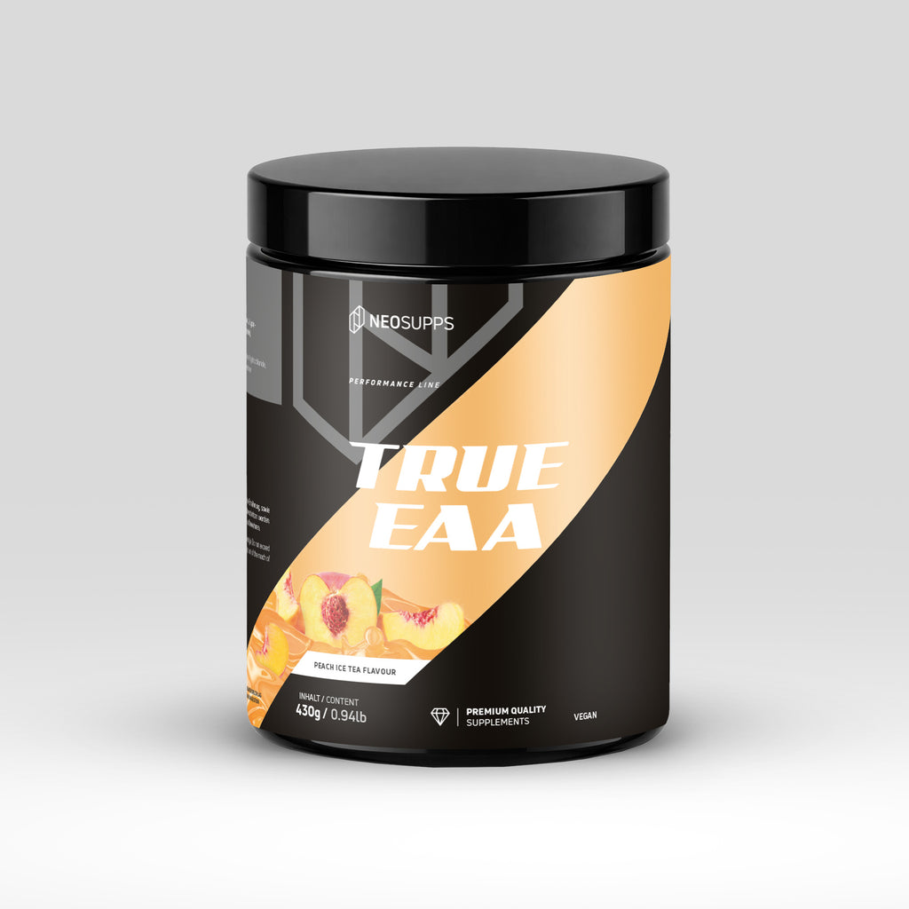 Neosupps EAA Pulver Peach Ice Tea 430g, hochdosiert 10.300mg EAAs pro Portion Pulver, 430 g, Hochwertige Essenzielle Aminosäuren für vor & während des Trainings