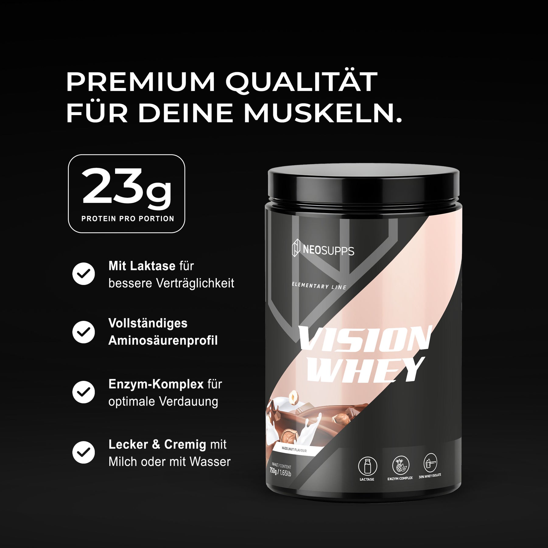 Vision Whey - Hazelnut, 750g