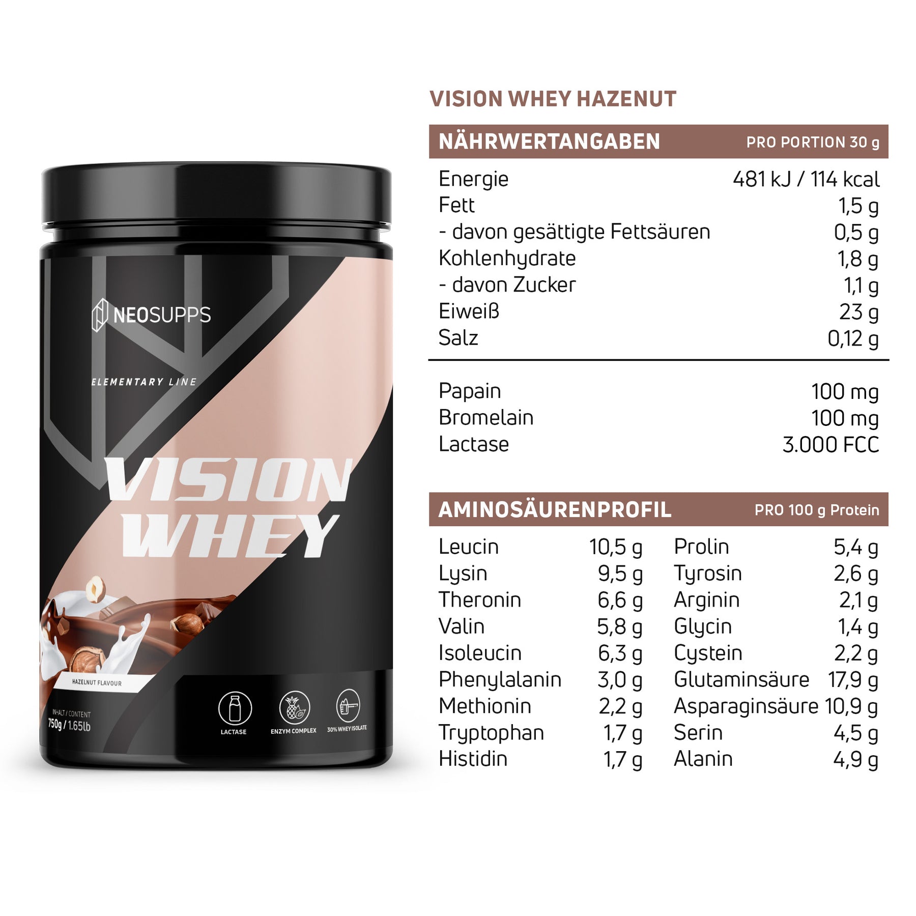 Vision Whey - Hazelnut, 750g