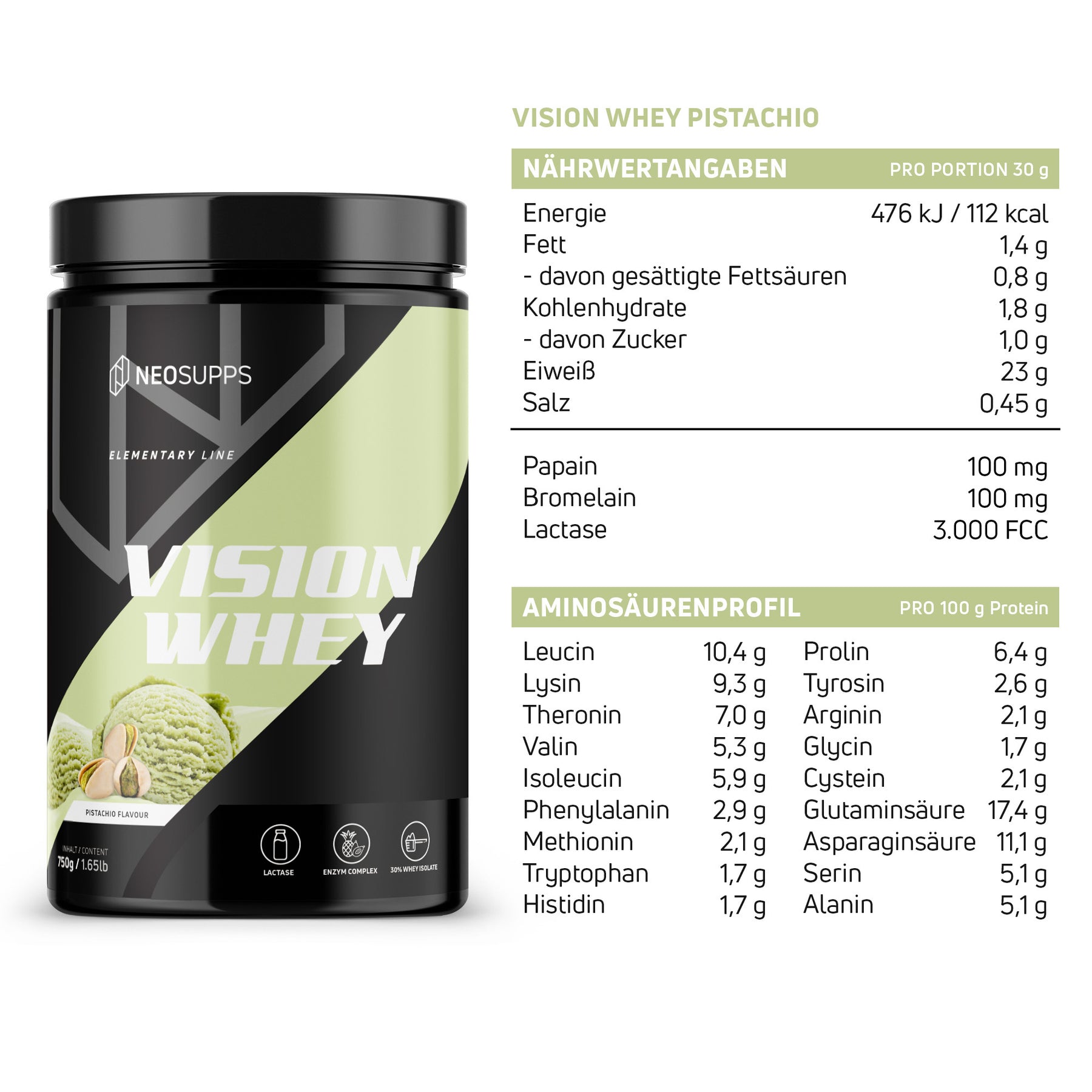 Vision Whey - Pistachio, 750g (Limited Edition)