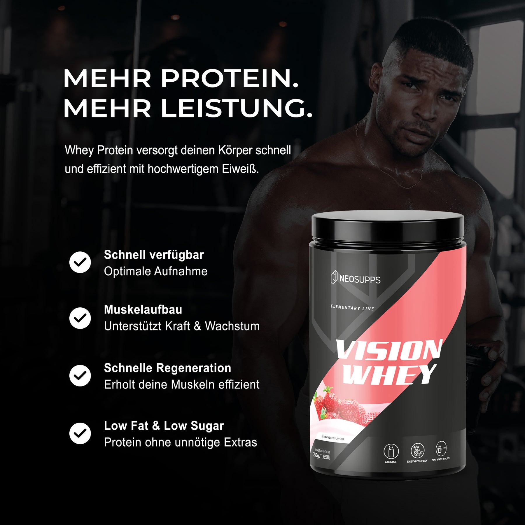 Vision Whey - Strawberry, 750g