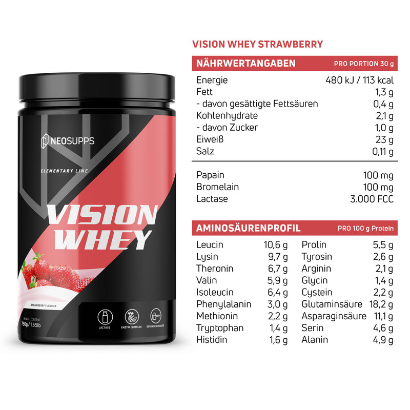 Vision Whey - Strawberry, 750g