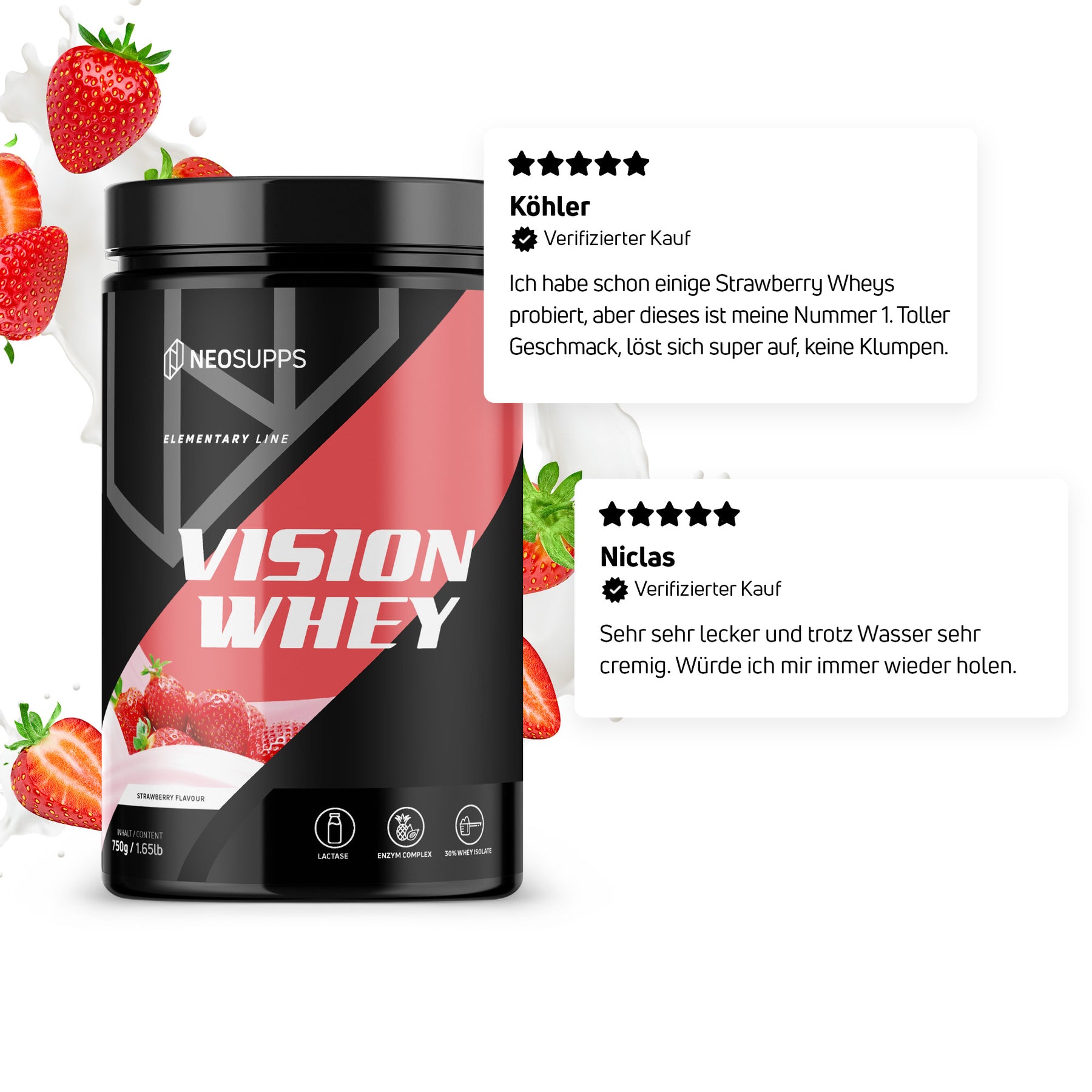 Vision Whey - Strawberry, 750g