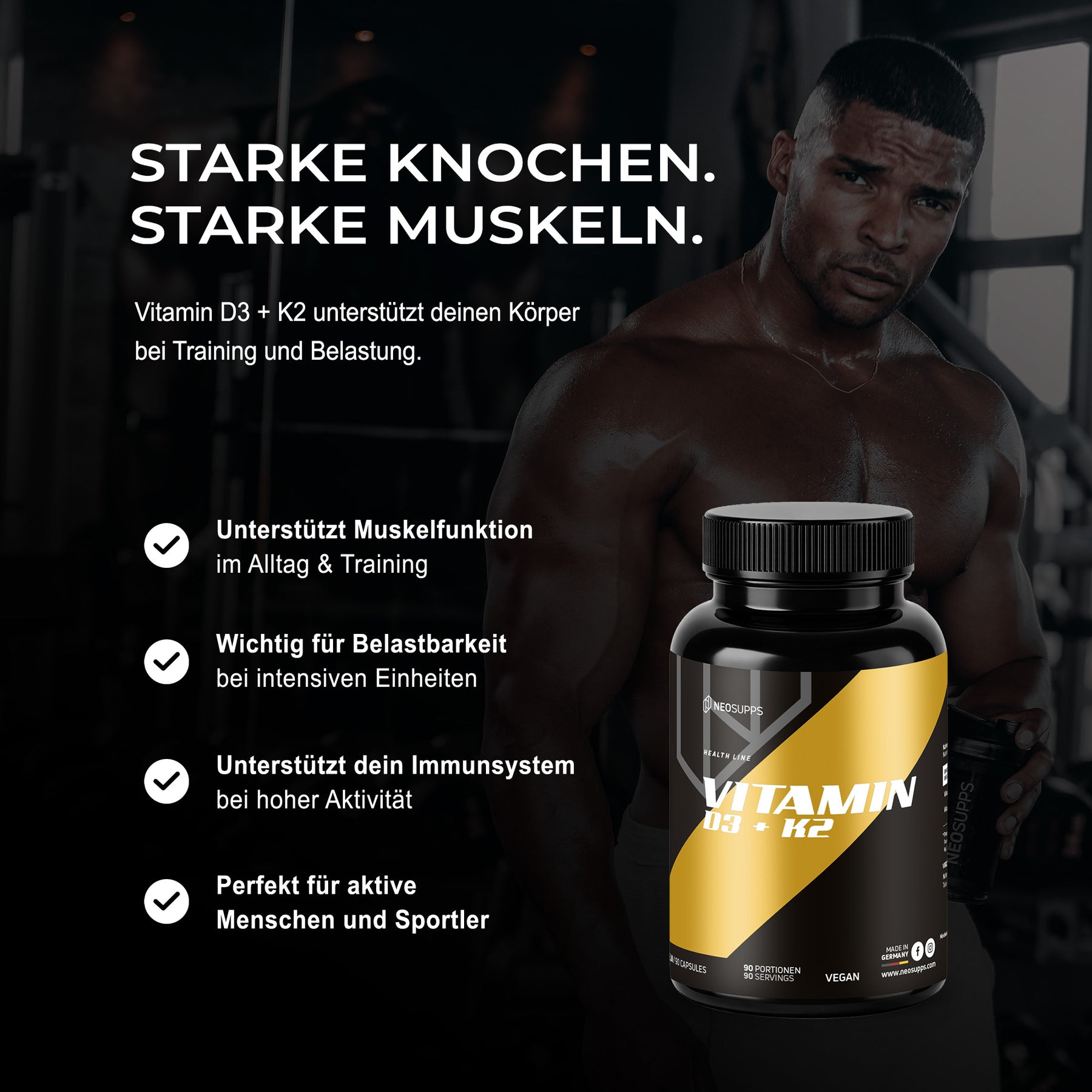 Vitamin D3 + K2 - 90 Kapseln