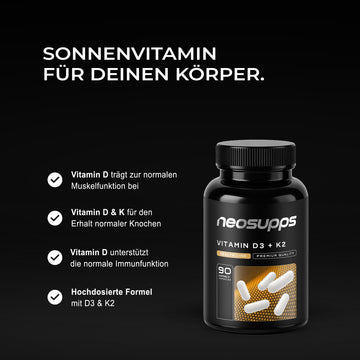 Vitamin D3 + K2 - 90 Kapseln