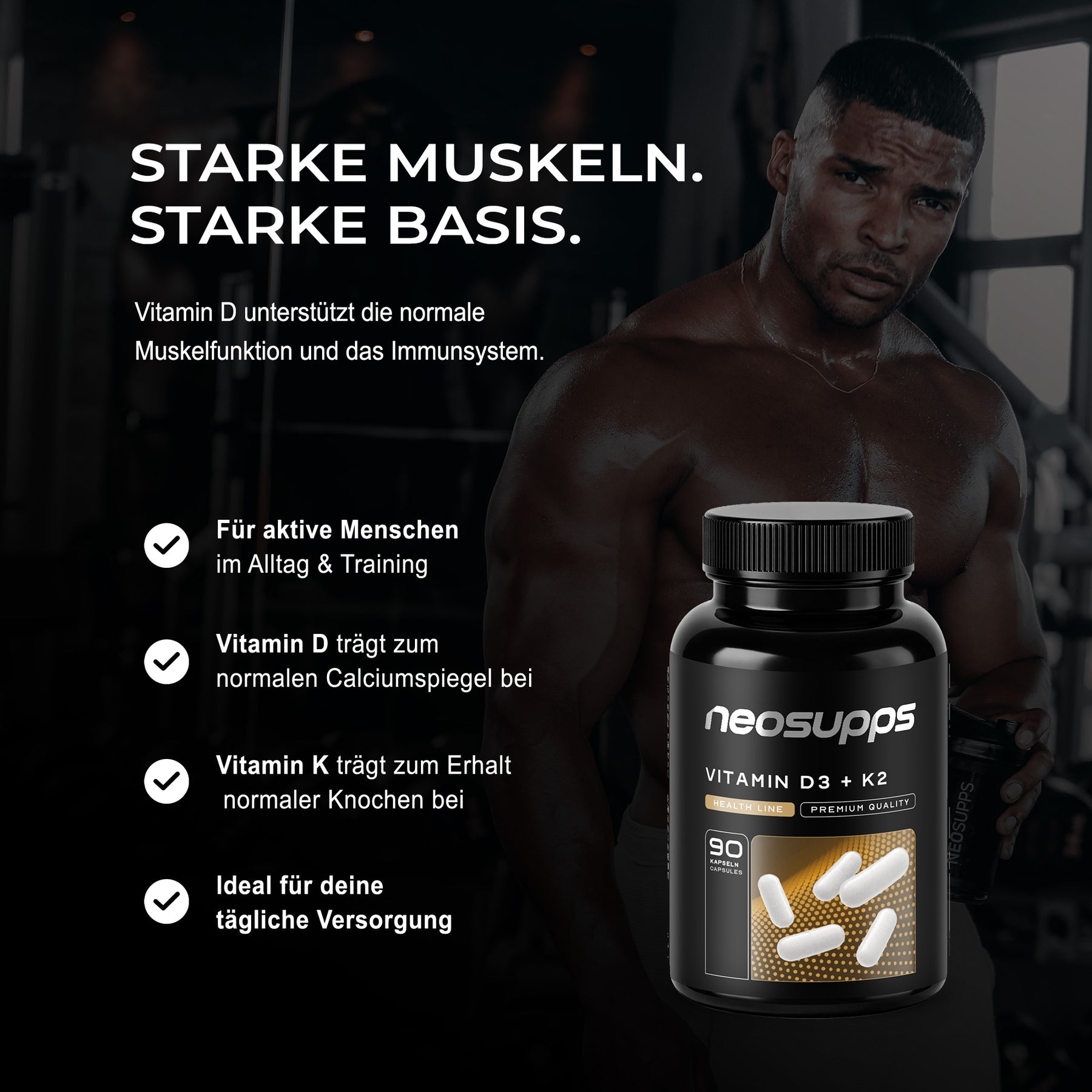 Vitamin D3 + K2 - 90 Kapseln