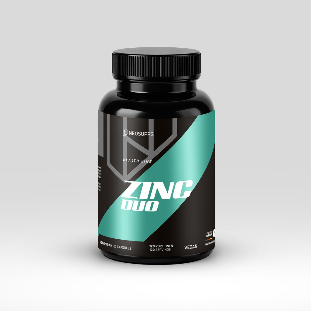 Neosupps Zink Duo, hochdosiertes 25mg Zink Citrat & Bisglycinat Tagesdosis, 120 Kapseln, Immunsystem, Haut, Haare, Nägel & Testosteronspiegel, 4 Monate Vorrat